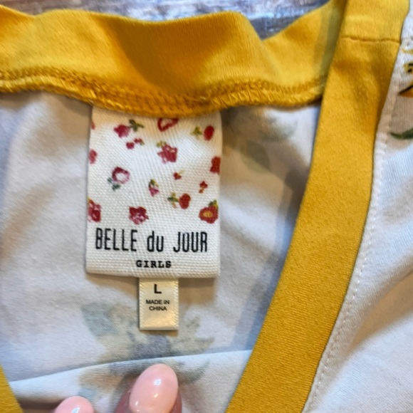 Belle Du Jour Front Knot Sunflower Short Sleeve Top Size Large - Picture 3 of 3